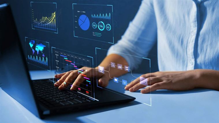 digital services data analytics display on laptop