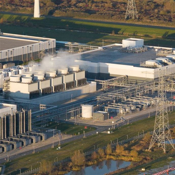 Aerial view of data center