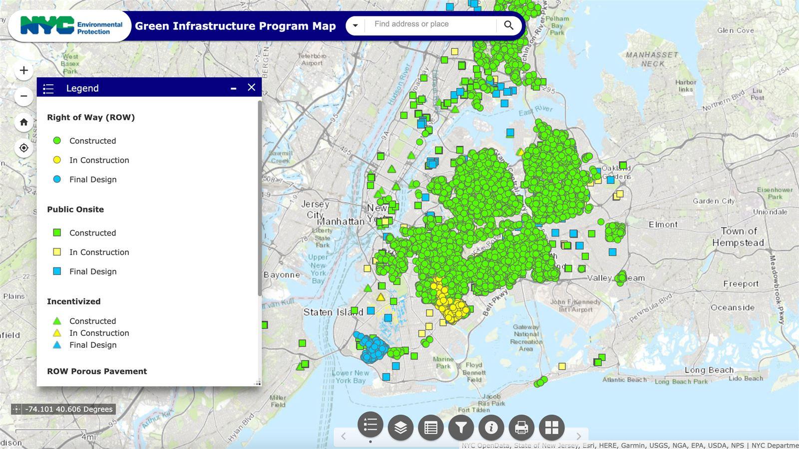 Green Infrastructure NNYC Dashboard Map