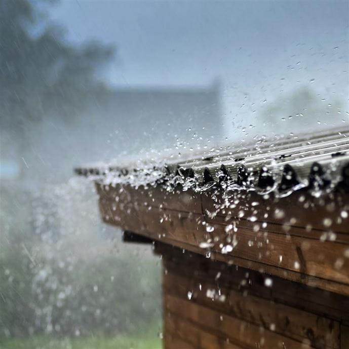 Rain pattering on the roof of a house