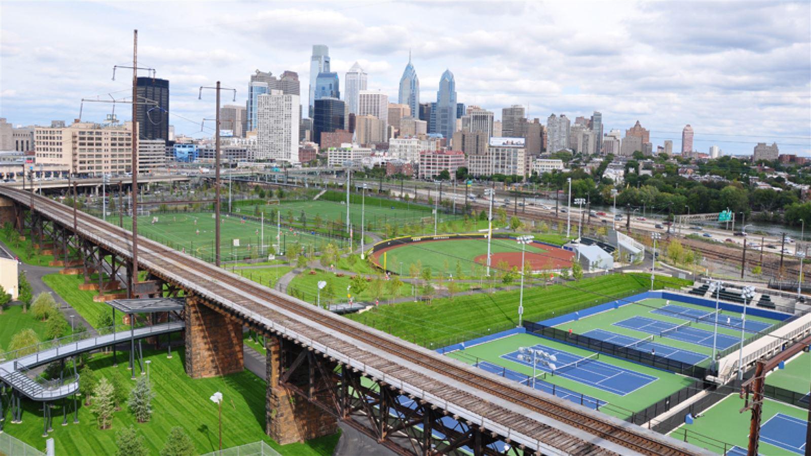 Sports field in Philadelphia - green city clean waters program/green infrastructure