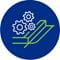 Transportation curb management icon with curb and gears