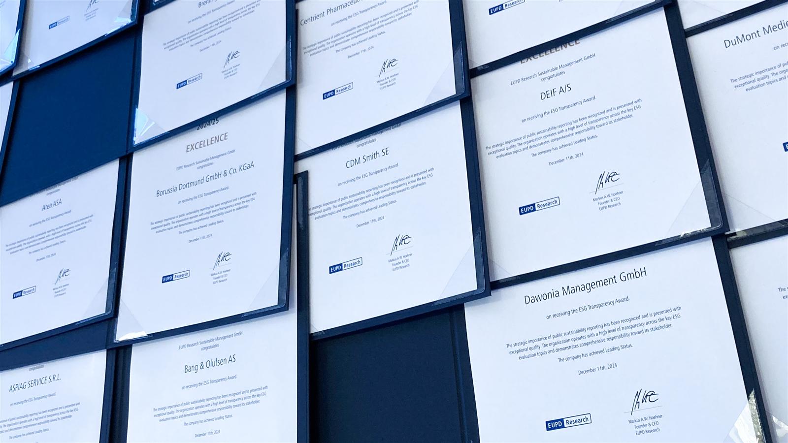 ESG Transparency Award Urkundenausstellung