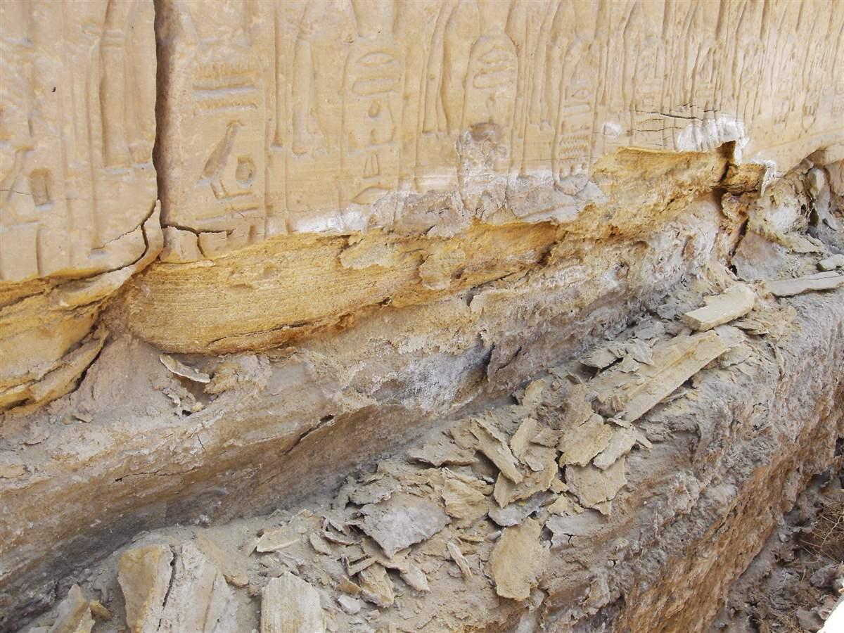 Temple Edfu water damage detail