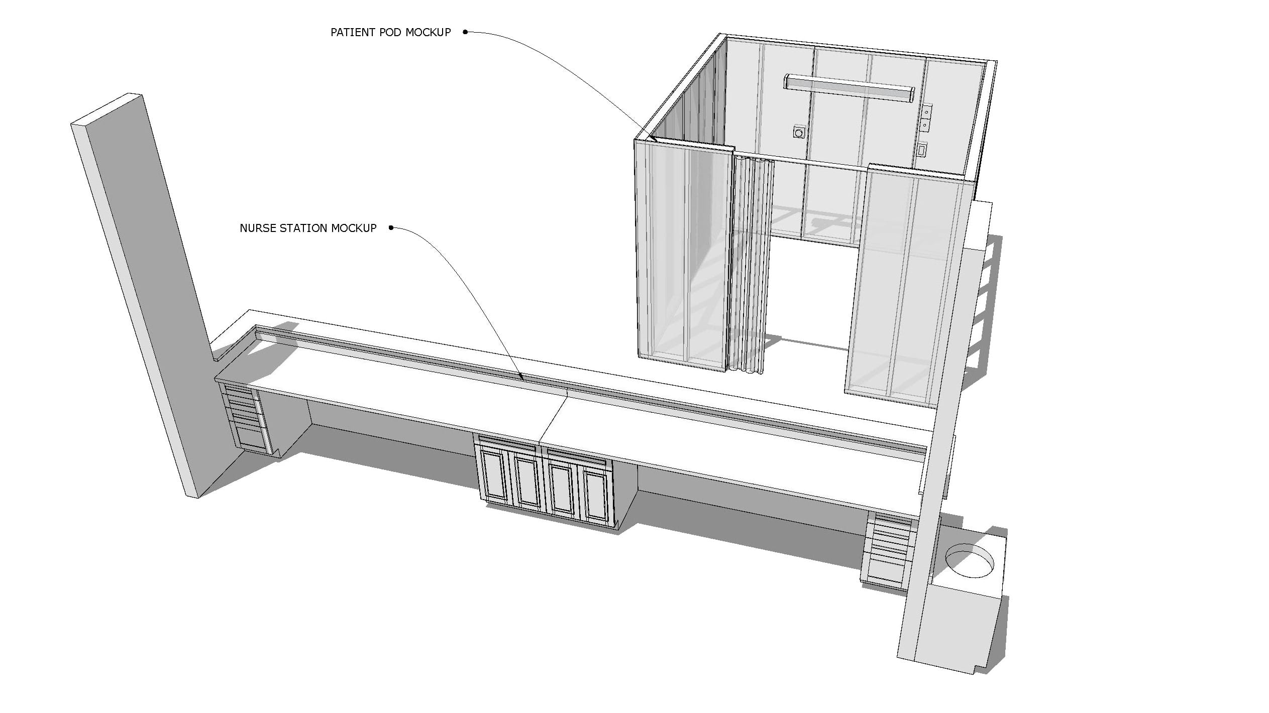 Conceptual nurses' station and patient pod