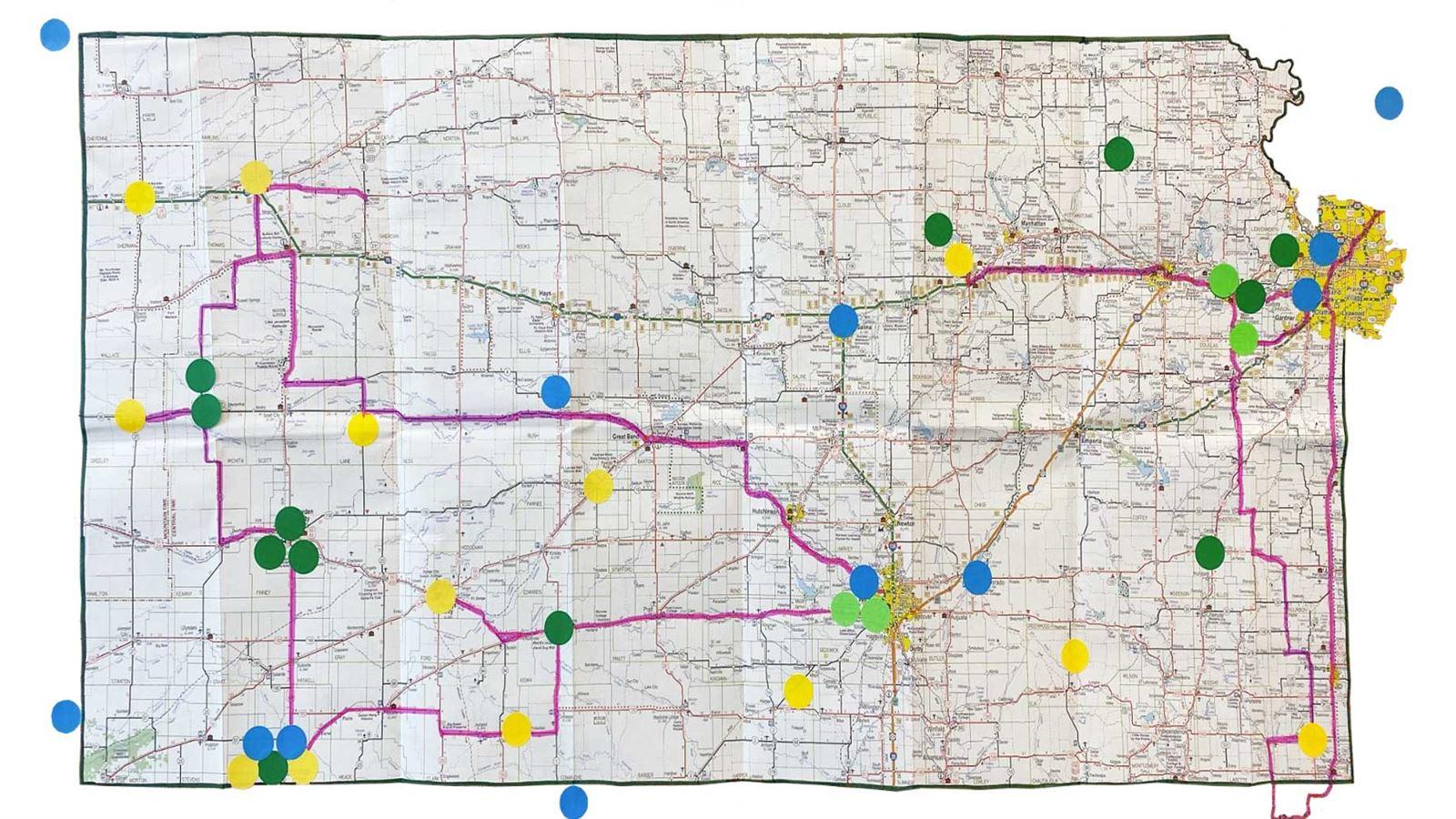 Map of Research participants recruited across Kansas